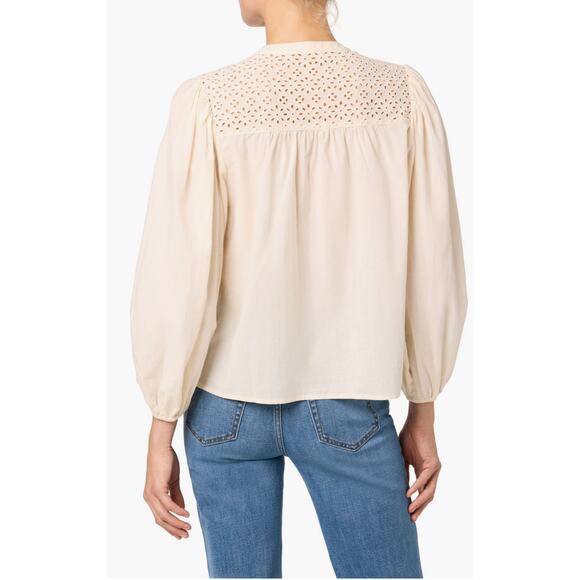 Joe's Jeans Embroidered Eyelet Long Sleeve Cotton Button Up Blouse NEW - Picture 2 of 14